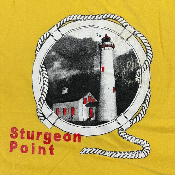 Sturgeon Point Lighthouse T-Shirt Gildan Ultra Cotton Size L Yellow - Picture 6 of 6